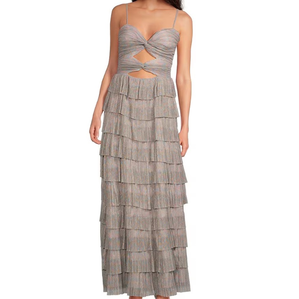 Gianni Bini Cream/Brown rust Tiered Maxi Dress